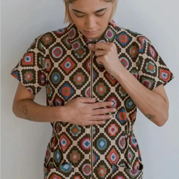 Noble Utility Suit - Jumpsuit in Cross Stitch Print - Picture 5 of 9